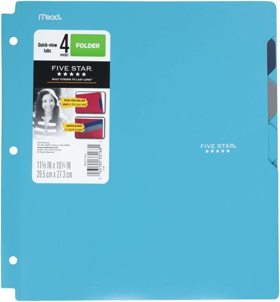 Five Star 4-Pocket Folder, Quick-View, Plastic, Folders with Pockets, Color Selected for You, 1 Count (33168) - Image 19