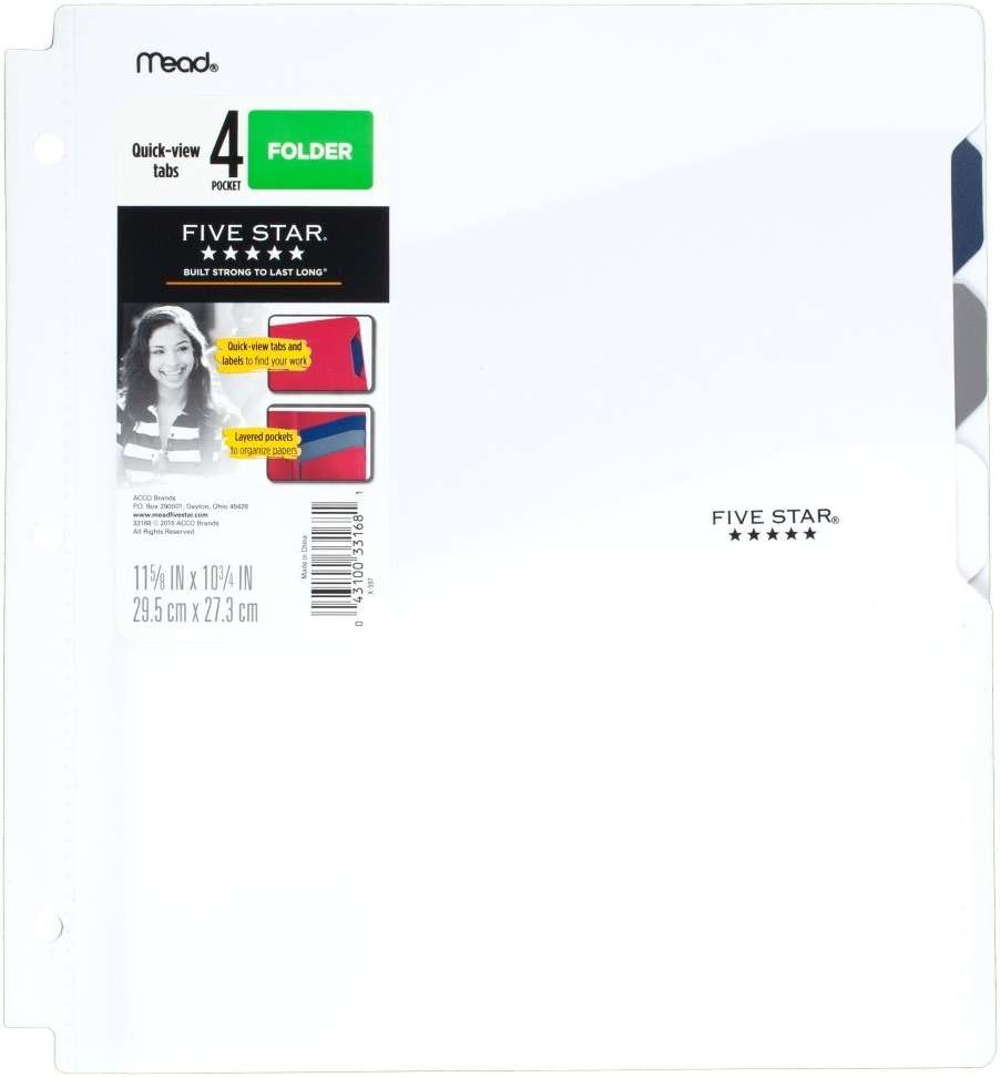 Five Star 4-Pocket Folder, Quick-View, Plastic, Folders with Pockets, Color Selected for You, 1 Count (33168) - Image 5