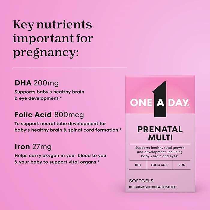 One A Day Prenatal Vitamins- Folic Acid, Iron, Omega- 3 (DHA), Pregnancy Vitamins for Women, Prenatal Multivitamin for Mom and Baby Support, Pregnancy Must Haves 90 Ct (Packaging May Vary) - Image 3