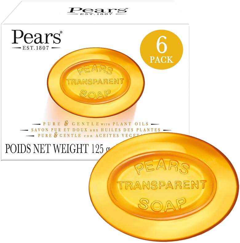 Pears Soap, Pure & Gentle with Natural Oils, 6-Pack – Transparent Amber Glycerin Soap for Pampered, Glowing Skin, 4.4 Oz Ea - Image 1
