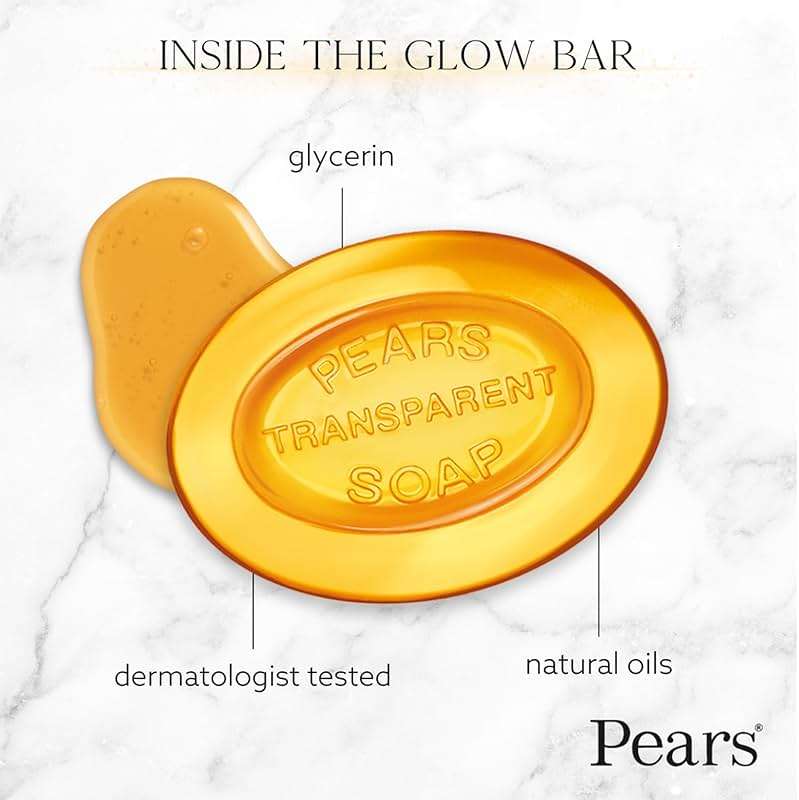 Pears Soap, Pure & Gentle with Natural Oils, 6-Pack – Transparent Amber Glycerin Soap for Pampered, Glowing Skin, 4.4 Oz Ea - Image 3