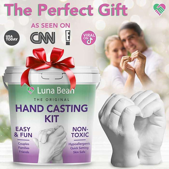 Luna Bean Hand Casting Kit – The Original Hand Mold Kit for Couples – Fathers Day Gift for Dad - Anniversary Engagement Birthday Gifts for Women Men Mom Wife Boyfriend Girlfriend Wedding Bridal Shower - Image 2