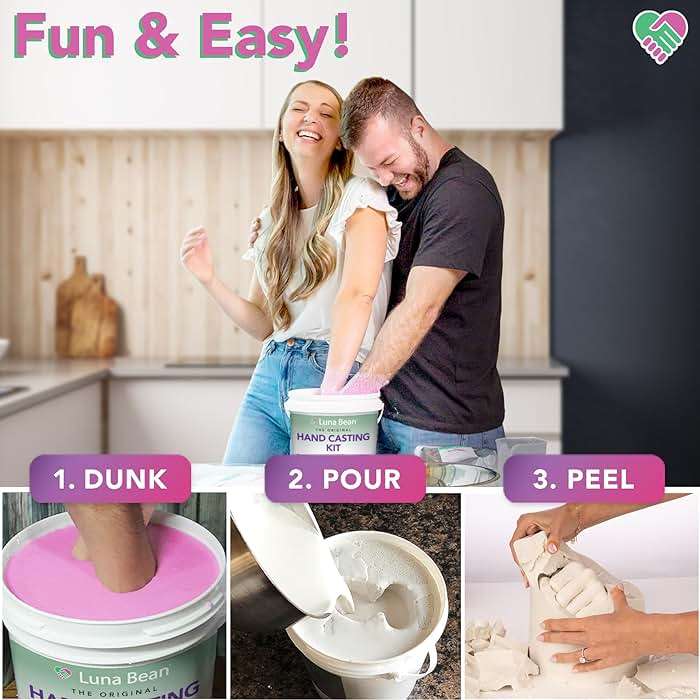 Luna Bean Hand Casting Kit – The Original Hand Mold Kit for Couples – Fathers Day Gift for Dad - Anniversary Engagement Birthday Gifts for Women Men Mom Wife Boyfriend Girlfriend Wedding Bridal Shower - Image 4