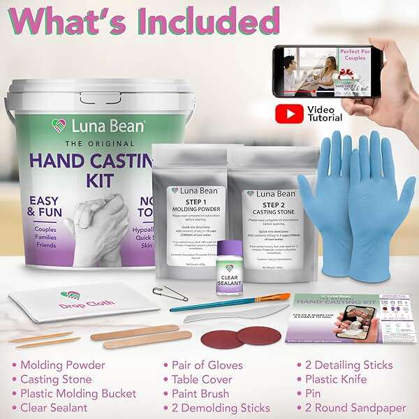 Luna Bean Hand Casting Kit – The Original Hand Mold Kit for Couples – Fathers Day Gift for Dad - Anniversary Engagement Birthday Gifts for Women Men Mom Wife Boyfriend Girlfriend Wedding Bridal Shower - Image 6