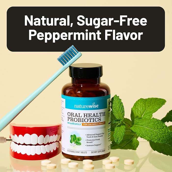 NatureWise Oral Probiotics for Mouth Bad Breath - Chewable Sugar-Free Mint - Lactobacillus reuteri Chewable - Oral Probiotics For Kids & Adults - Non-GMO USA Manufactured - 50 Count[50-Day Supply] - Image 10