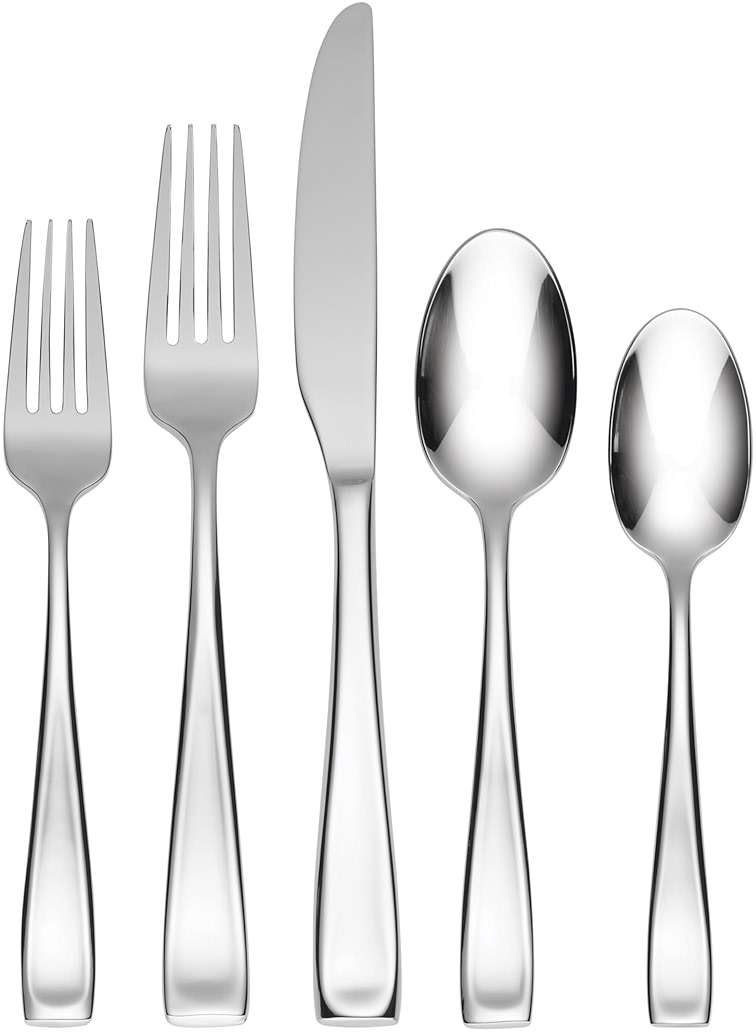 Oneida Silverware Set For 12, Moda 75-Piece Fine Flatware Set with Serving Utensils, Service For 12, 18/10 Stainless Steel, Mirror Finish, Dishwasher Safe, Knives Spoons and Forks Set(Silver 75 Piece) - Image 1