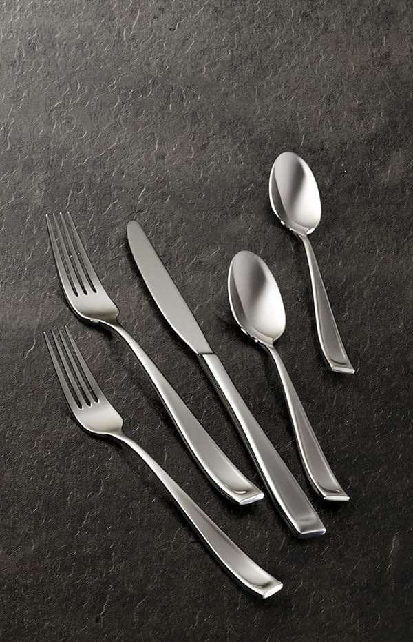 Oneida Silverware Set For 12, Moda 75-Piece Fine Flatware Set with Serving Utensils, Service For 12, 18/10 Stainless Steel, Mirror Finish, Dishwasher Safe, Knives Spoons and Forks Set(Silver 75 Piece) - Image 9