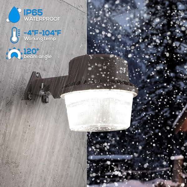 TORCHSTAR LED Barn Light, Dusk to Dawn Area Lights with Photocell, Outdoor Security Flood Lighting, ETL & FCC Listed, IP65 Waterproof, Aluminum Housing, 110-277V, Garage, Yard, 5000K Daylight, Bronze - Image 6