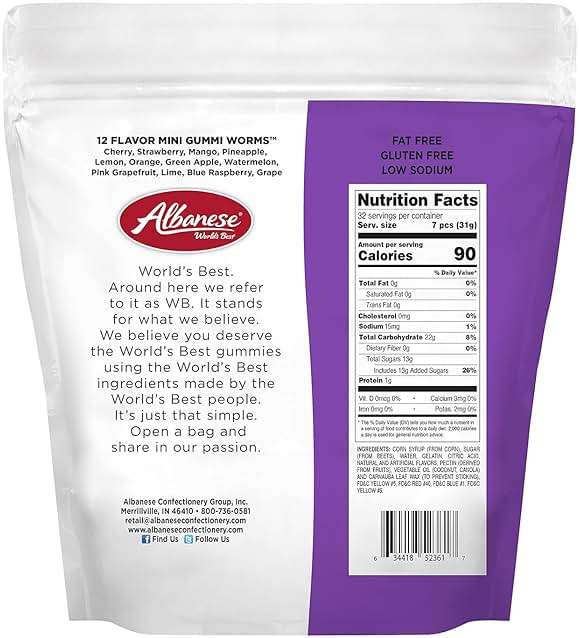 Albanese World's Best 12 Flavor Mini Gummi Worms, 36oz Bag of Candy, Soft & Chewy Candy Snacks, Fruity Flavor Assortment - Image 3