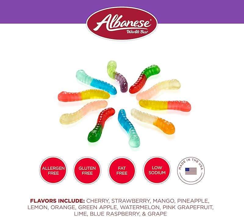 Albanese World's Best 12 Flavor Mini Gummi Worms, 36oz Bag of Candy, Soft & Chewy Candy Snacks, Fruity Flavor Assortment - Image 6
