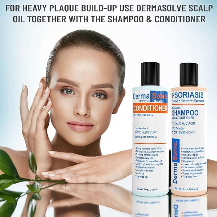 Dermasolve Scalp Psoriasis Medicated Shampoo & Conditioner - Naturally Heals Dandruff Seborrheic Dermatitis Itchy Flakey Inflamed Skin & Provides Soothing Moisturizing Relief - 8 oz bottles (2 Pack) - Image 4