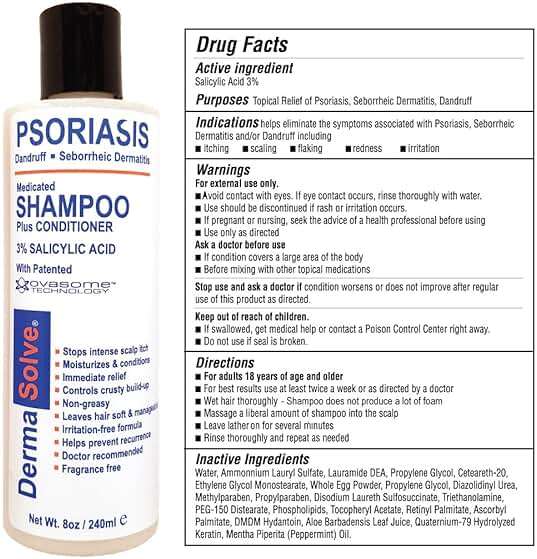 Dermasolve Scalp Psoriasis Medicated Shampoo & Conditioner - Naturally Heals Dandruff Seborrheic Dermatitis Itchy Flakey Inflamed Skin & Provides Soothing Moisturizing Relief - 8 oz bottles (2 Pack) - Image 5
