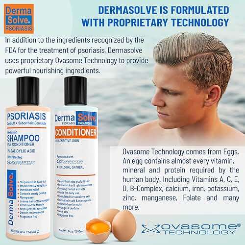 Dermasolve Scalp Psoriasis Medicated Shampoo & Conditioner - Naturally Heals Dandruff Seborrheic Dermatitis Itchy Flakey Inflamed Skin & Provides Soothing Moisturizing Relief - 8 oz bottles (2 Pack) - Image 6