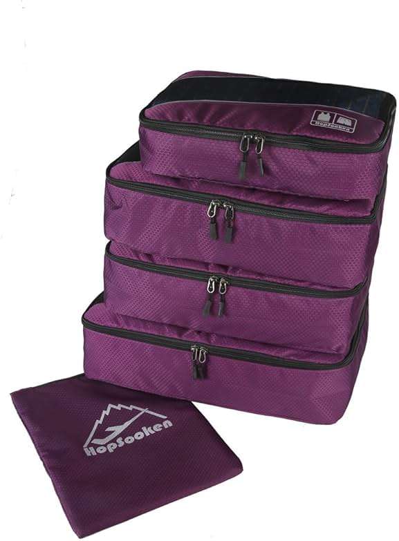 Hopsooken 5 Set Packing Cubes for Travel Large Suitcase Luggage Organizer Bags Travel Accessories Vacation 4 Cubes 1 Laundry Pouch Bag - Image 3