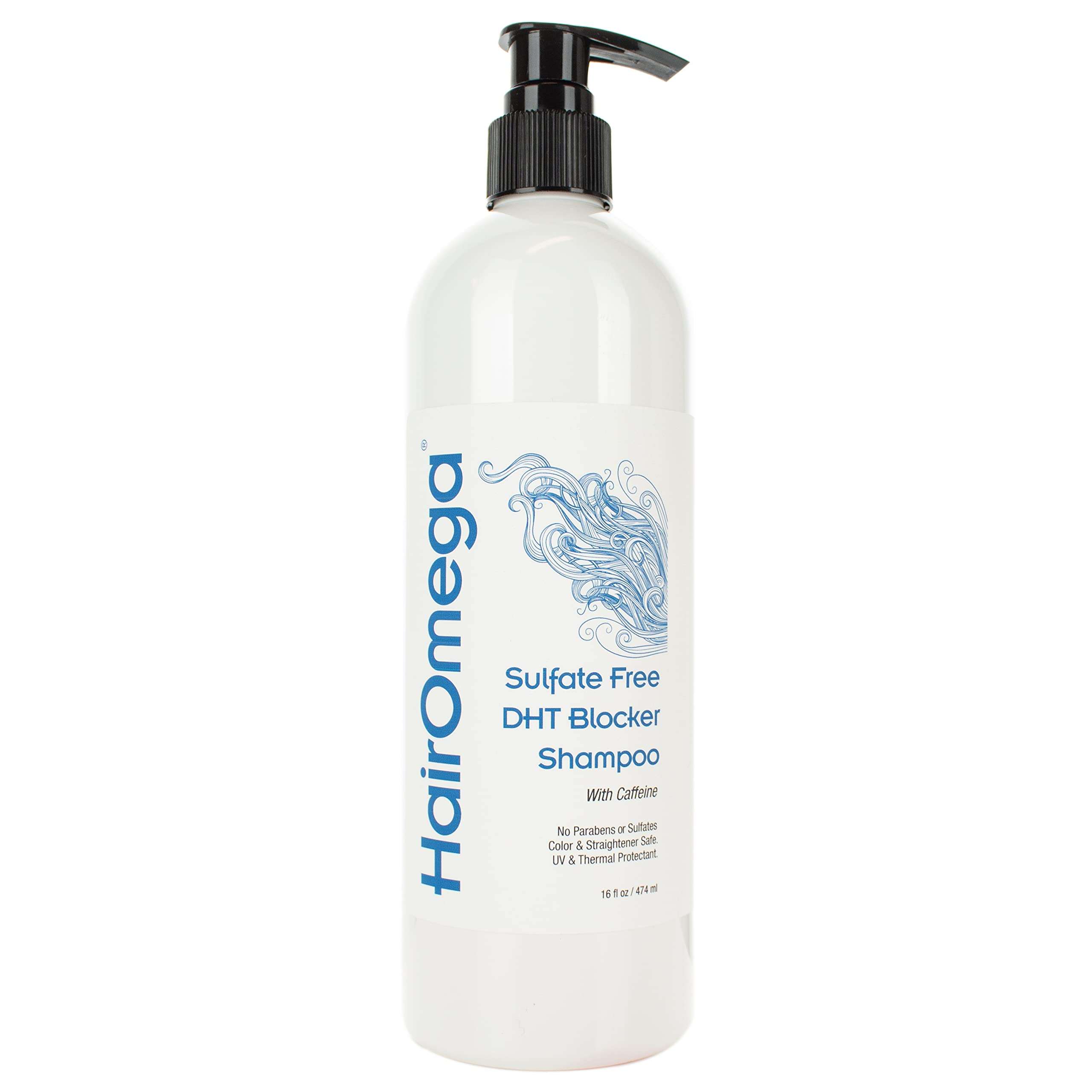 DrFormulas HairOmega DHT Blocker Shampoo Sulfate Free Shampoo - with Argan Oil, Peppermint Oil, Caffeine, Biotin for Hair Growth, 16 oz - Image 1