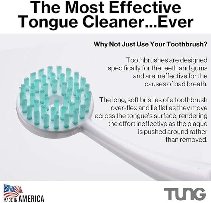 Tung Tongue Cleaning Kit, Tung Brush and Gel, Bad Breath Odor Eliminator, Halitosis Defense, USA Made (Set of 1) - Image 2