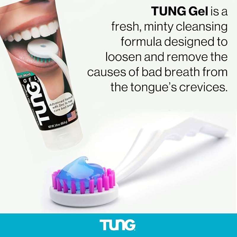 Tung Tongue Cleaning Kit, Tung Brush and Gel, Bad Breath Odor Eliminator, Halitosis Defense, USA Made (Set of 1) - Image 3