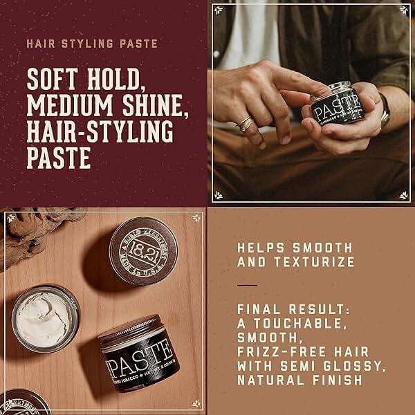 18.21 Man Made Hair Styling Product, 2oz. Original Sweet Tobacco Scent in Paste with Natural Shine Finish - Image 2