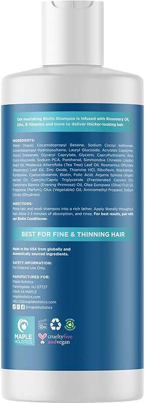 Rosemary and Biotin Shampoo for Thinning Hair - Vegan Volumizing Shampoo for Fine Hair with B Vitamins Argan Oil & Tea Tree Essential Oil - Paraben Silicone and Sulfate Free Vegan Formula (8 Fl Oz) - Image 6