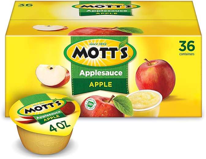 Mott's Applesauce, 4 Oz Cups, 36 Count, No Artificial Flavors, Good Source of Vitamin C, Nutritious Option for The Whole Family - Image 1