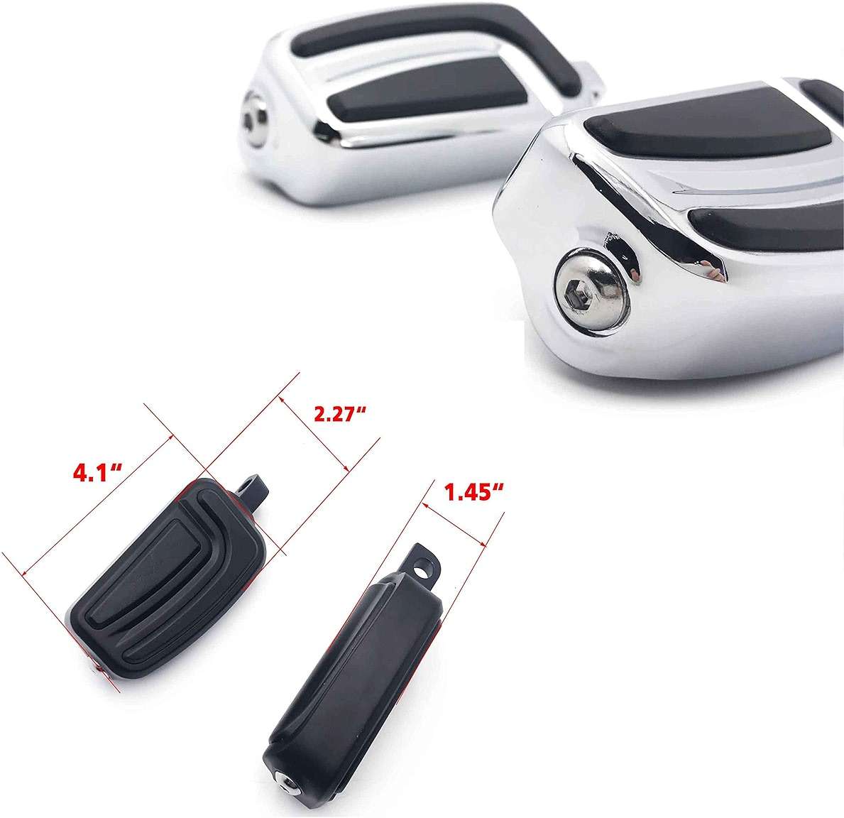 HTTMT MT216-089- Chrome AirFlow Arrow Foot Rest Foot Pegs Compatible with 1984 and up Harley Davidson XLX XLX Tour Glide Dyna Daytona FXDB Electra Glide Standard FLHT Night Train VRSCA - Image 5