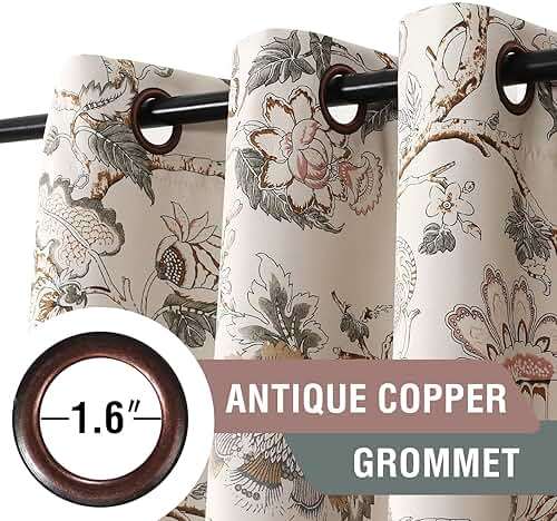 H.VERSAILTEX Blackout Curtains 84 Inch Length 2 Panels Set Floral Print Curtain Drapes for Living Room Thermal Insulated Grommet Window Curtains for Bedroom - Traditional Floral in Sage and Brown - Image 3