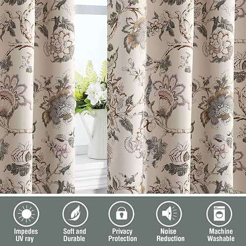 H.VERSAILTEX Blackout Curtains 84 Inch Length 2 Panels Set Floral Print Curtain Drapes for Living Room Thermal Insulated Grommet Window Curtains for Bedroom - Traditional Floral in Sage and Brown - Image 7