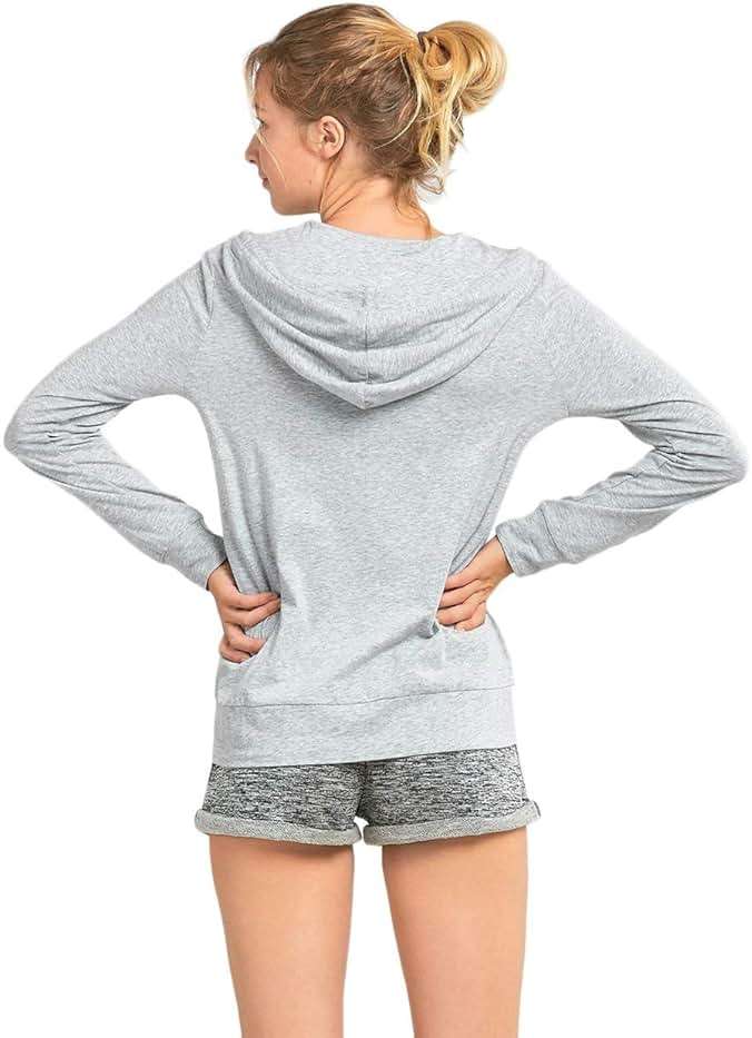 Sofra Women's Thin Cotton Zip Up Hoodie Jacket - Image 2