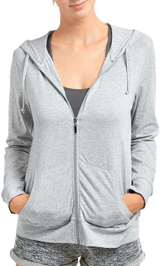 Sofra Women's Thin Cotton Zip Up Hoodie Jacket - Image 4