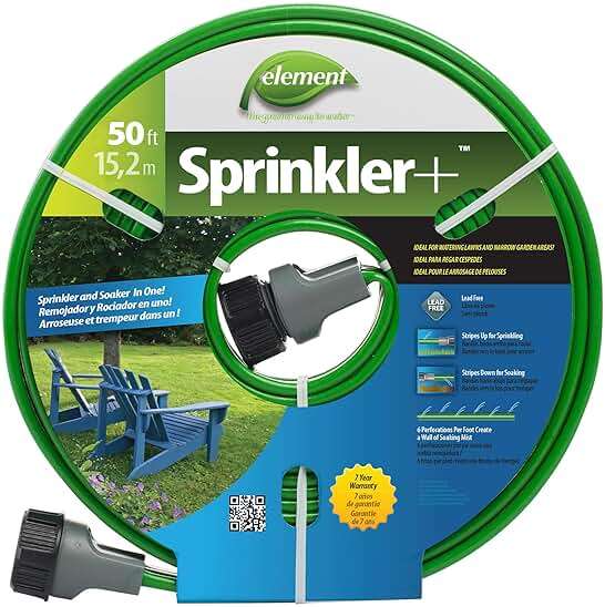 Element Sprinkler+, Sprinkler and Soaker Hose Combo, 50' Length, Green - Image 1