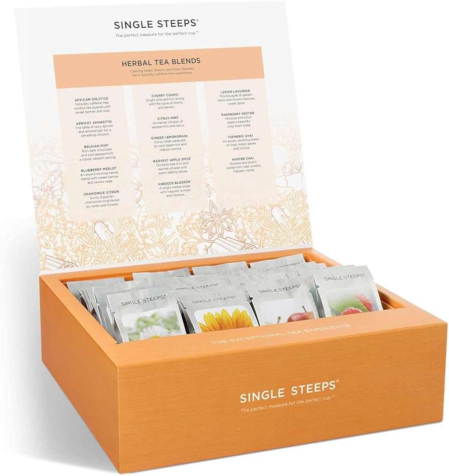 Tea Forte Single Steeps Loose Leaf Tea Sampler Tea Chest, Assorted Variety Tea Box, 28 Single Serve Pouches, Herbal Tea - Image 4