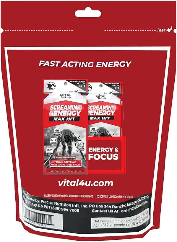 Screamin Energy Max Hit Coffee Mocha Energy Shot Pouches, 24 Count, Extra Strength Caffeine with Panax Ginseng and B Vitamins - Image 2