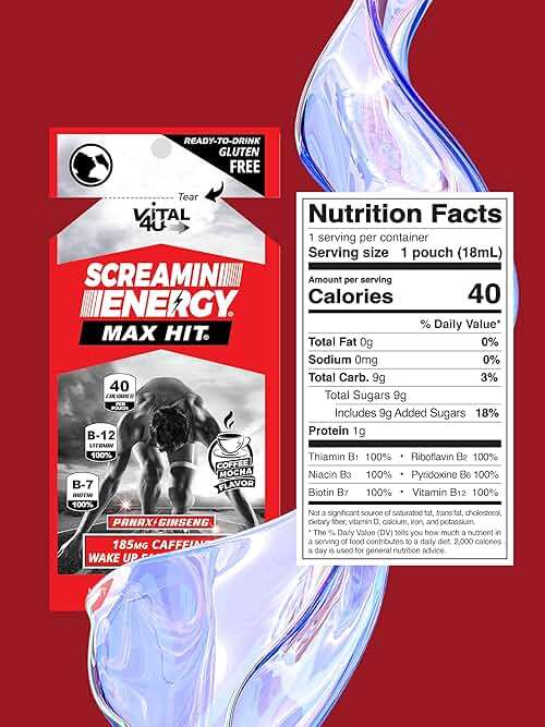 Screamin Energy Max Hit Coffee Mocha Energy Shot Pouches, 24 Count, Extra Strength Caffeine with Panax Ginseng and B Vitamins - Image 3