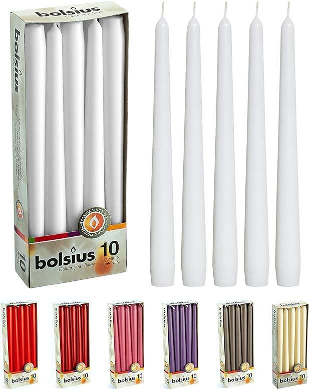 BOLSIUS Unscented 10 Inch Dinner Candles, 10 Pack - 8 Hour European Quality Smokeless Dripless Taper Candles for Home Décor - Image 1