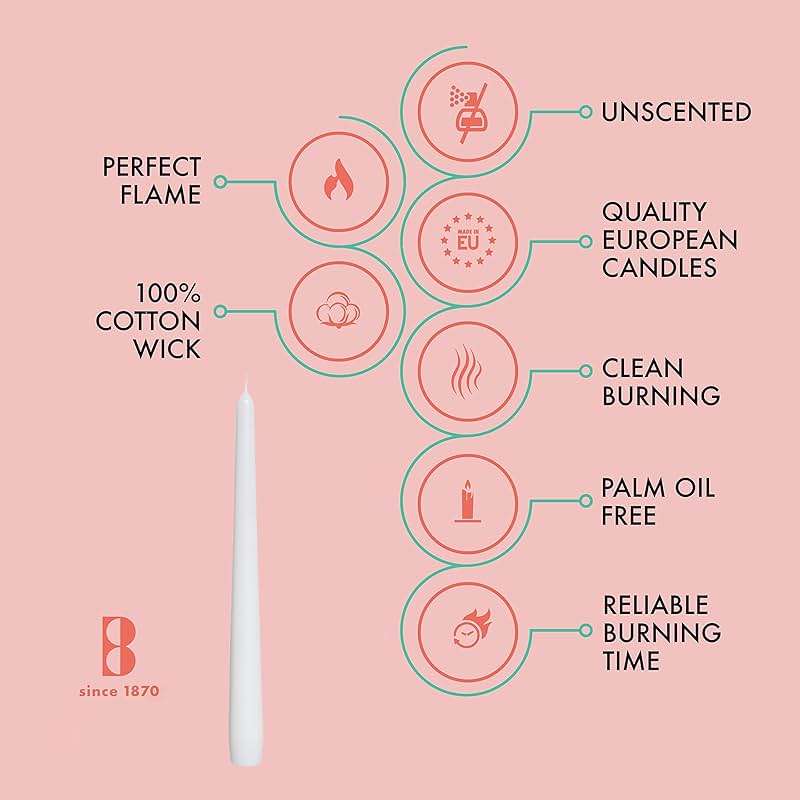 BOLSIUS Unscented 10 Inch Dinner Candles, 10 Pack - 8 Hour European Quality Smokeless Dripless Taper Candles for Home Décor - Image 3