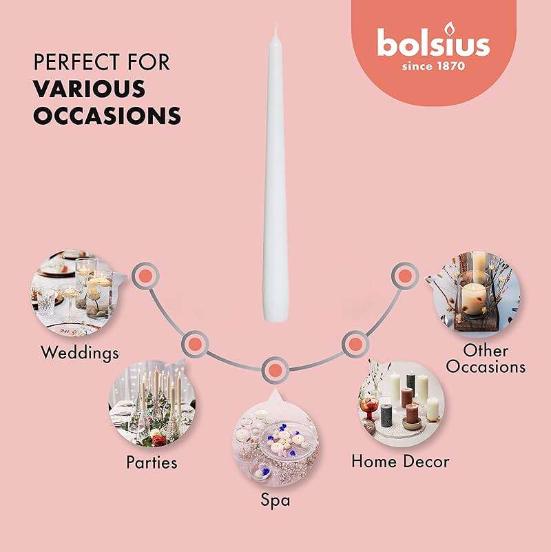 BOLSIUS Unscented 10 Inch Dinner Candles, 10 Pack - 8 Hour European Quality Smokeless Dripless Taper Candles for Home Décor - Image 4