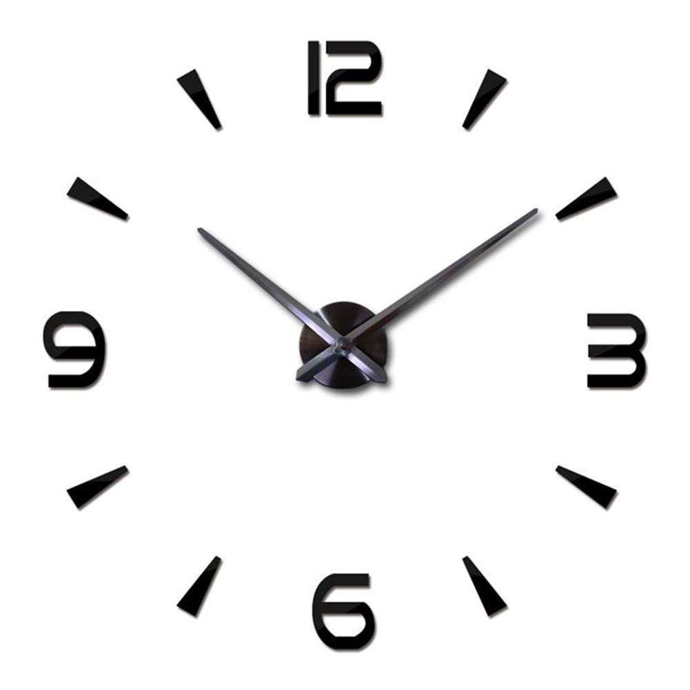 FASHION in THE CITY 3D DIY Wall Clock Creative Design Mirror Surface Wall Decorative Sticker Watches (Black) - Image 1