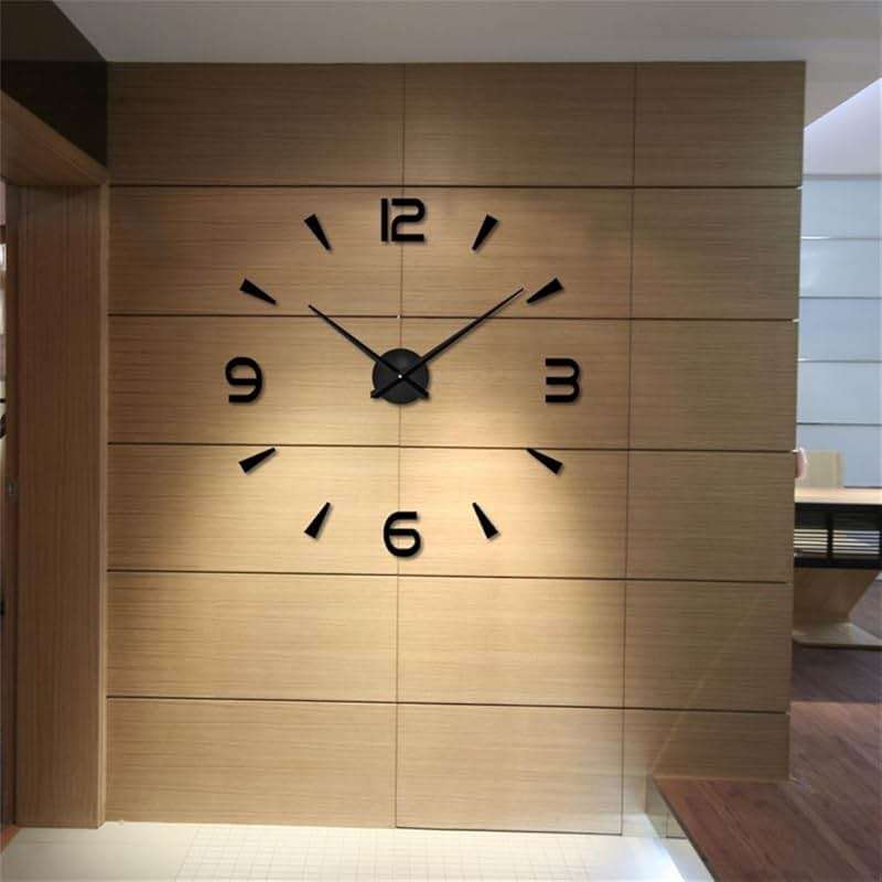 FASHION in THE CITY 3D DIY Wall Clock Creative Design Mirror Surface Wall Decorative Sticker Watches (Black) - Image 2