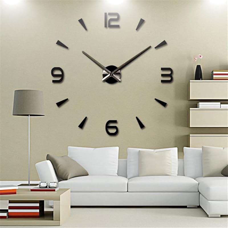 FASHION in THE CITY 3D DIY Wall Clock Creative Design Mirror Surface Wall Decorative Sticker Watches (Black) - Image 5