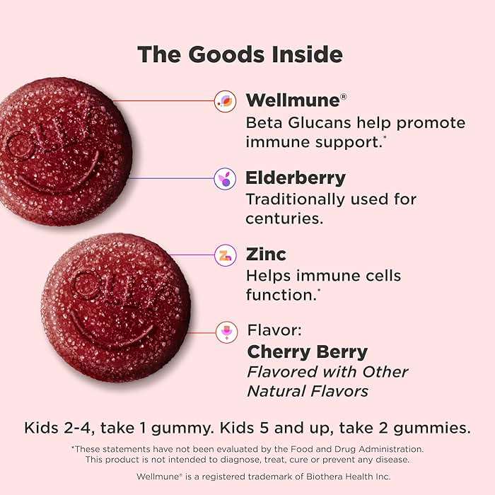 OLLY Kids Immunity Gummy, Immune Support, Wellmune, Elderberry, Vitamin C, Zinc, Chewable Supplement, Cherry - 50 Count - Image 2