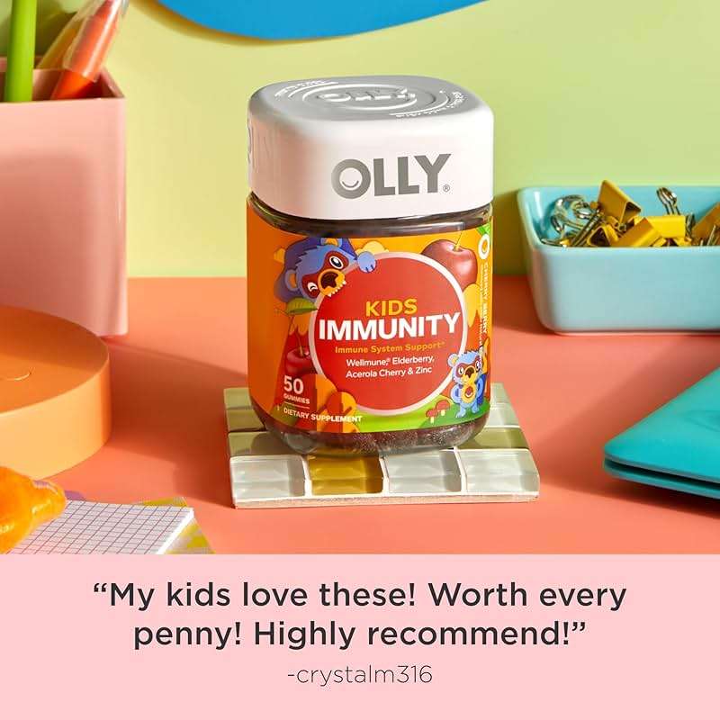 OLLY Kids Immunity Gummy, Immune Support, Wellmune, Elderberry, Vitamin C, Zinc, Chewable Supplement, Cherry - 50 Count - Image 5