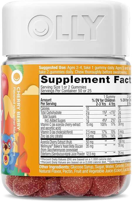 OLLY Kids Immunity Gummy, Immune Support, Wellmune, Elderberry, Vitamin C, Zinc, Chewable Supplement, Cherry - 50 Count - Image 8
