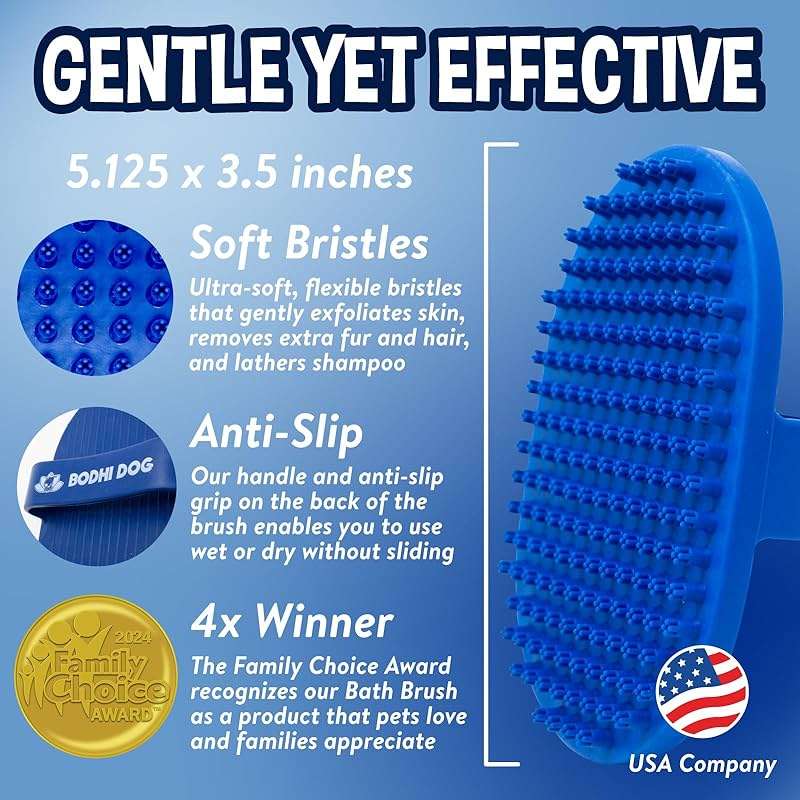 Bodhi Dog Shampoo Brush - Pet Grooming & Bath Supplies for Dogs and Cats - Bath Brush for Long & Short Hair - Premium Scrubber for Shower, Showerhead, Sprayer & Bathing (One Pack, Blue) - Image 2