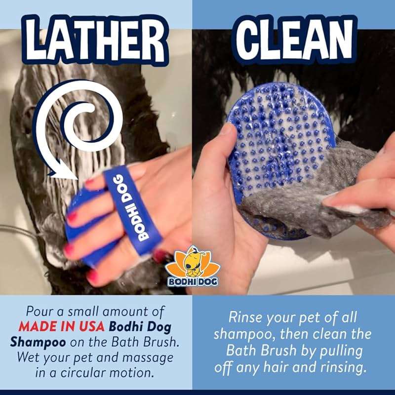 Bodhi Dog Shampoo Brush - Pet Grooming & Bath Supplies for Dogs and Cats - Bath Brush for Long & Short Hair - Premium Scrubber for Shower, Showerhead, Sprayer & Bathing (One Pack, Blue) - Image 4