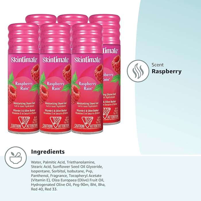 Skintimate Raspberry Rain Shave Gel for Women, 6 Pack | Skintimate Shaving Cream for Women, Womens Shaving Cream, Shave Cream, Shaving Foam, Womens Shave Gel, Pack of 6, 7oz each - Image 7