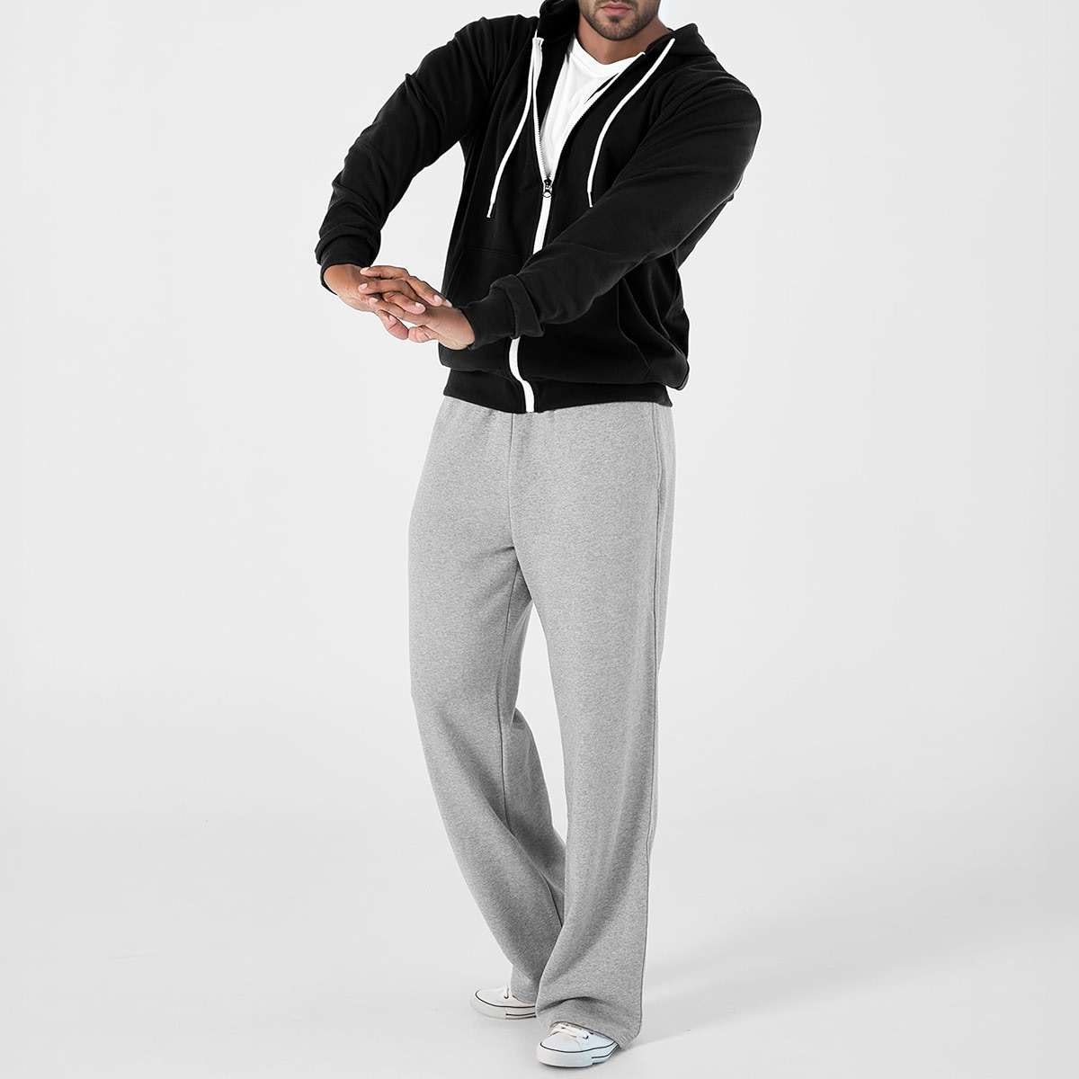 Ohoo Mens Slim Fit Zip Up Hoodie Cotton Blend Soft Fabric Basic Layering Comfy Jacket with Hidden Smart Pocket - Image 4