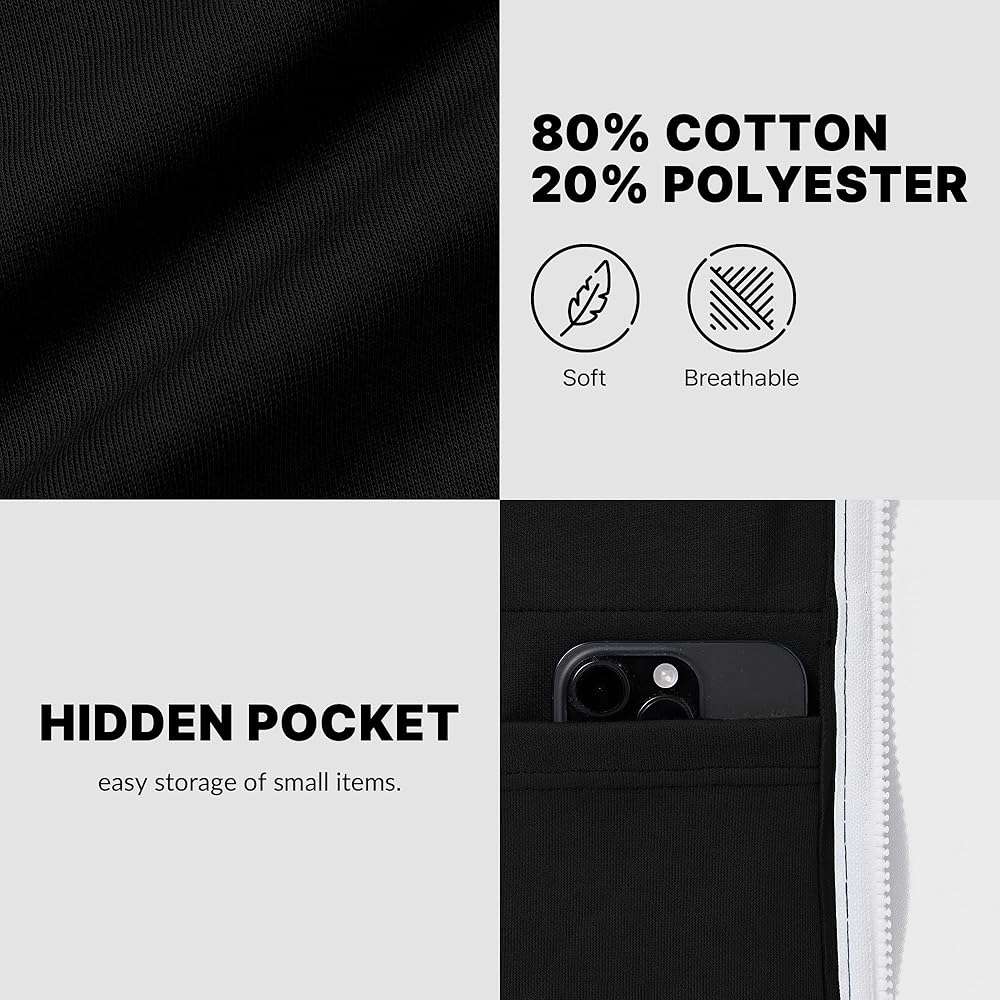 Ohoo Mens Slim Fit Zip Up Hoodie Cotton Blend Soft Fabric Basic Layering Comfy Jacket with Hidden Smart Pocket - Image 5