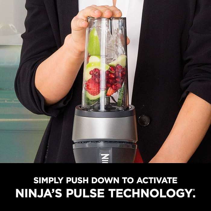 Ninja Fit Compact Personal Blender | For Smoothies, Shakes & Frozen Drinks | (2) 16-oz. To-Go Cups with Spout Lids | 700-Watt Countertop | Black | QB3001SS - Image 4