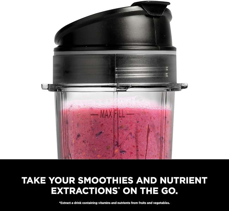 Ninja Fit Compact Personal Blender | For Smoothies, Shakes & Frozen Drinks | (2) 16-oz. To-Go Cups with Spout Lids | 700-Watt Countertop | Black | QB3001SS - Image 5