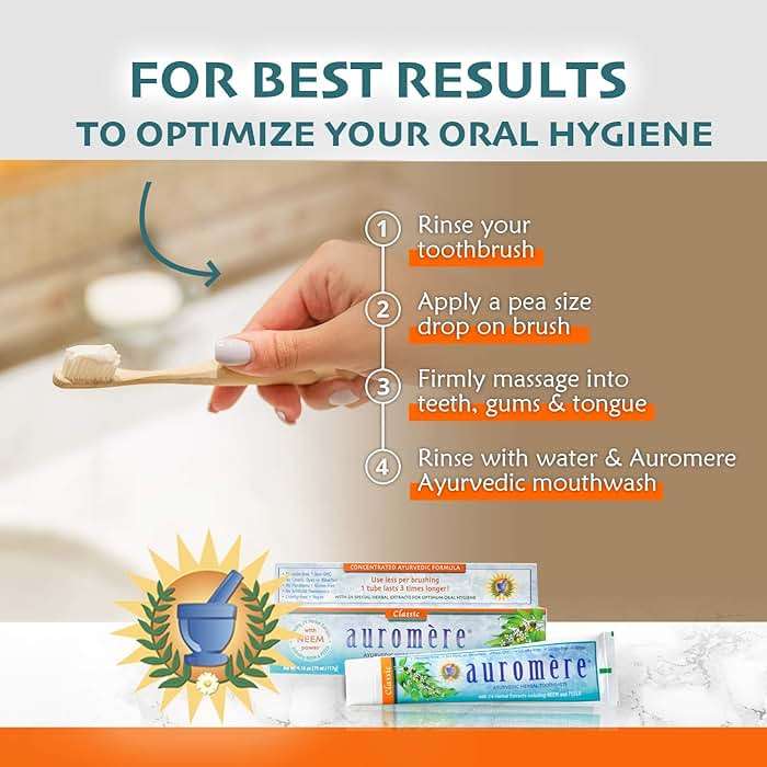 Auromere Ayurvedic Herbal Neem & Clove Toothpaste - All Natural Fluoride Free Toothpaste for Adults and Kids, Suitable for Sensitive Teeth, SLS-Free, Non GMO, Vegan, Cruelty-Free - 5 Pack - Image 4